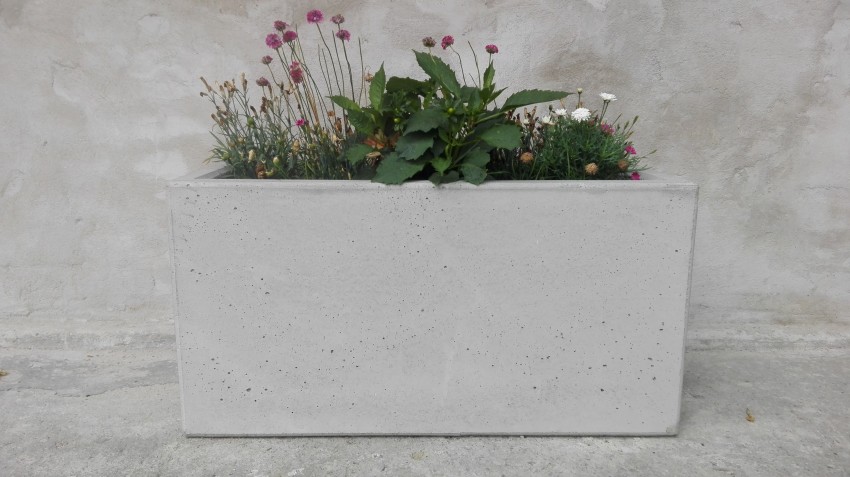 donica z betonu z roślinami