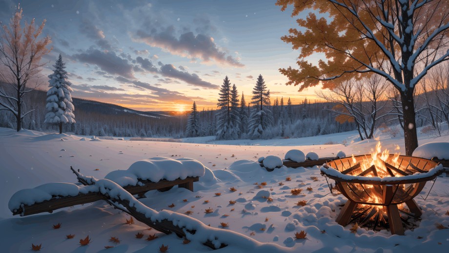 rozpalone palenisko na tle lasu