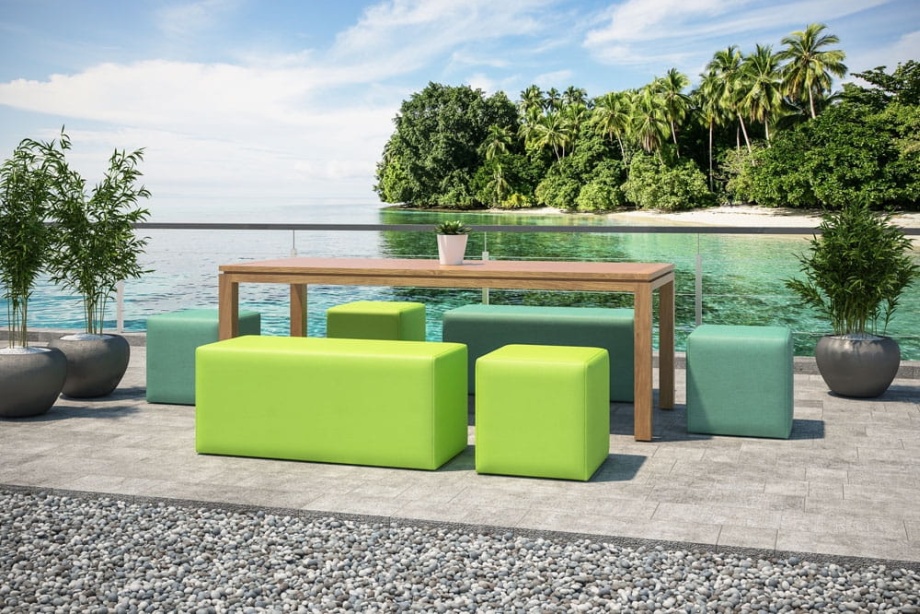 aranżacja - stół circle i krzesła click na betonowym tarasie