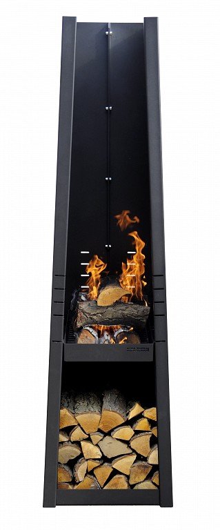 schowek na drewno ze stali z paleniskiem