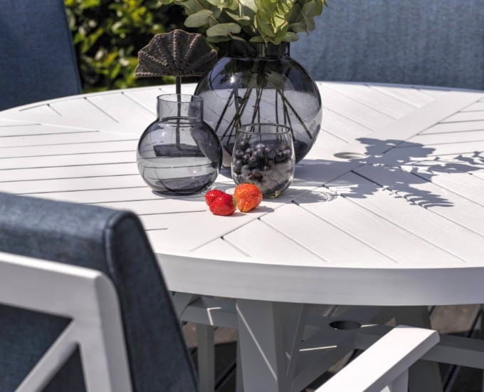 okrągły stół ogrodowy z aluminium