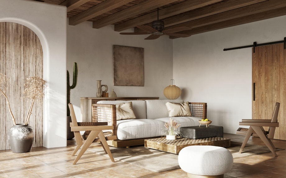 wnętrze w stylu japandi