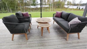 Zestaw wypoczynkowy teak technorattan Kent