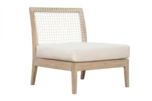 Biały fotel z drewna teak Tarida