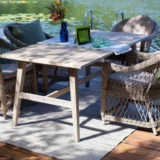 Rustykalny stół z drewna egzotycznego Vigo 160x90 - Ogrodolandia.pl