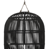 Wisząca lampa ażurowa z technorattanu Kano (czarna) - Ogrodolandia.pl