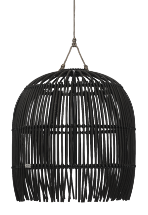 Wisząca lampa ażurowa z technorattanu Kano czarna