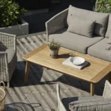 Prostokątny stolik kawowy teak Lilja 140x80 cm - Ogrodolandia.pl