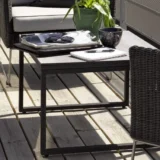 Kawowy stolik kwadratowy RODEZ z blatem HPL 80x80cm - Ogrodolandia.pl