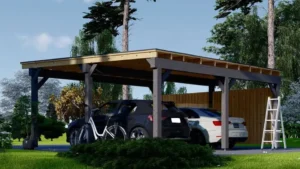 Wiata samochodowa Vega z drewna BSH dwustanowiskowa