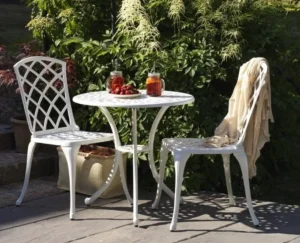 Aluminiowy stolik okrągły bistro Vichy