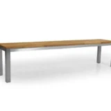 Ławka ogrodowa Berlin teak-stal nierdzewna - Ogrodolandia.pl