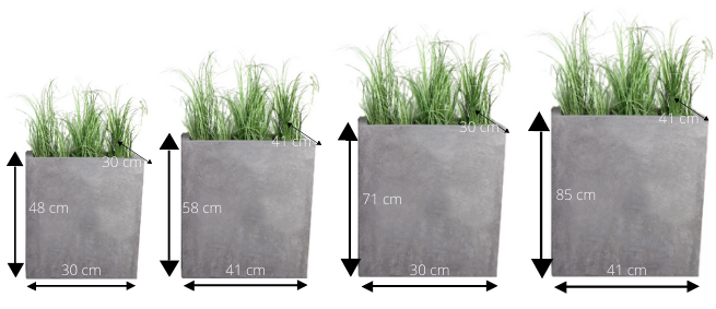 Standardowe wymiary donicy Fiberglass z imitacji betonu
