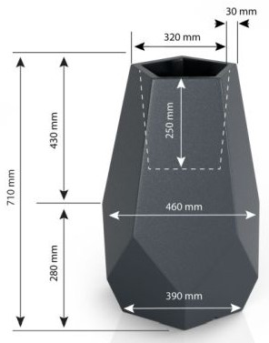 Wymiary donicy podświetlanej Bari Light