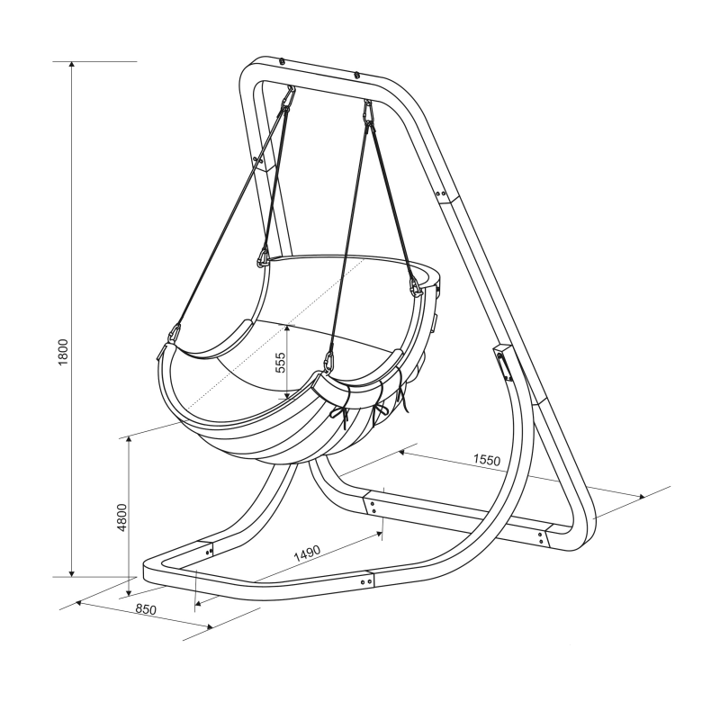 Wymiary fotela bujanego z zadaszeniem