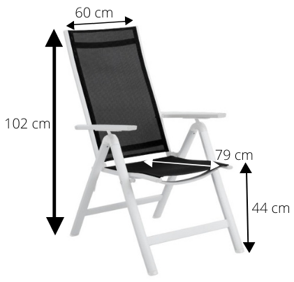 Wymiary fotela rozkładanego aluminiowego Rana